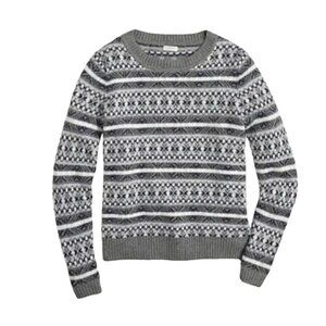 J. Crew - Fair Isle Sweater Crewneck | Size Medium | Gray Merino Wool Blend